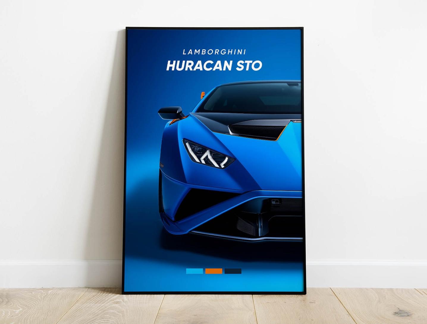 Lamborghini Huracan STO blue - Sport Car Poster Print | Architeg